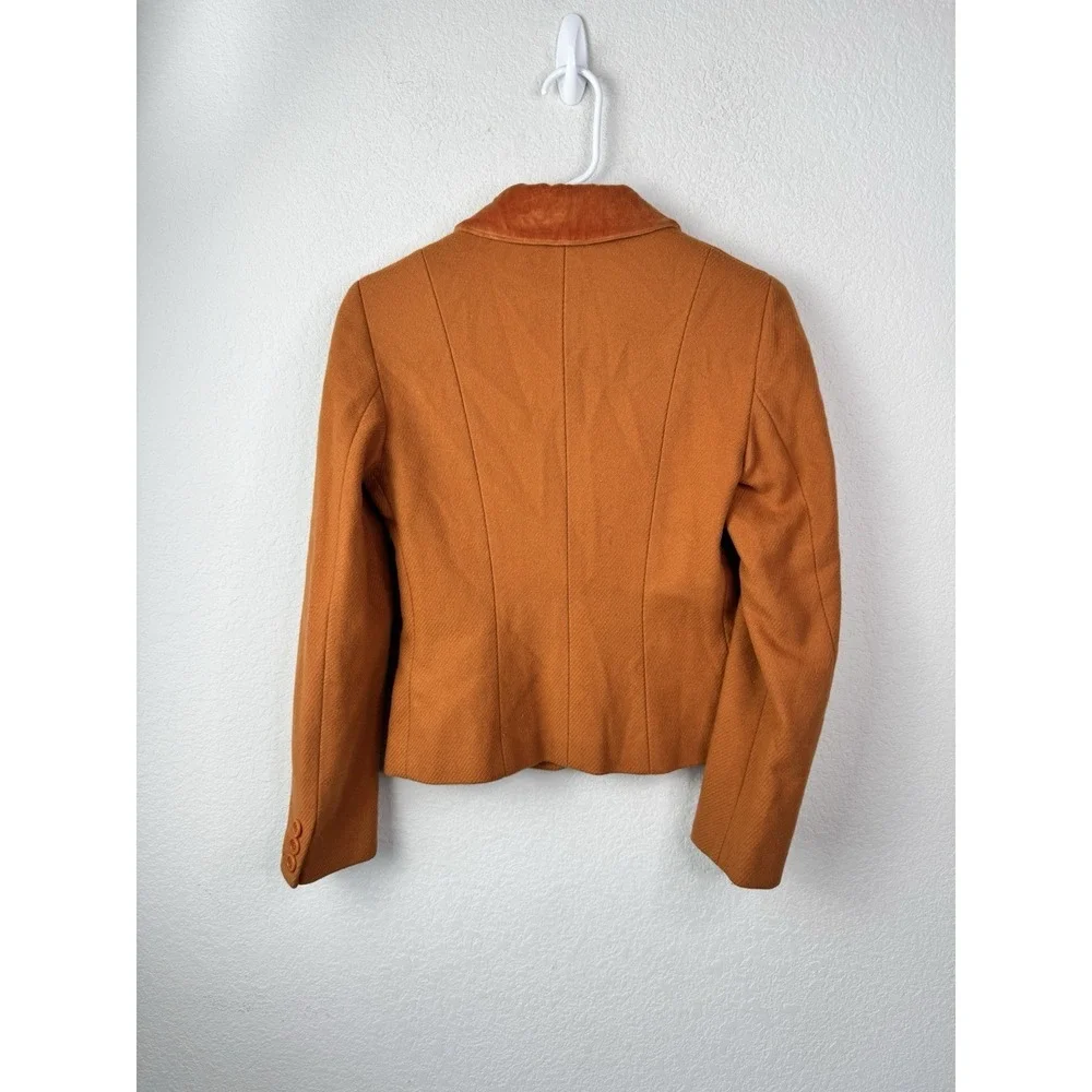 Max‎ Mara Weekend Wool Jacket Women's 4 EU 38 Terracotta Velvet Collar Tailored